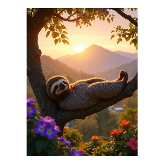 Diamond Art Kit for Adults, Sloth Relaxing Sunset Garden Diamond Painting for Adults Beginners, 5D DIY Diamond Art Painting Kits, Colorful Diamond Painting Craft for Home Decor 12x16