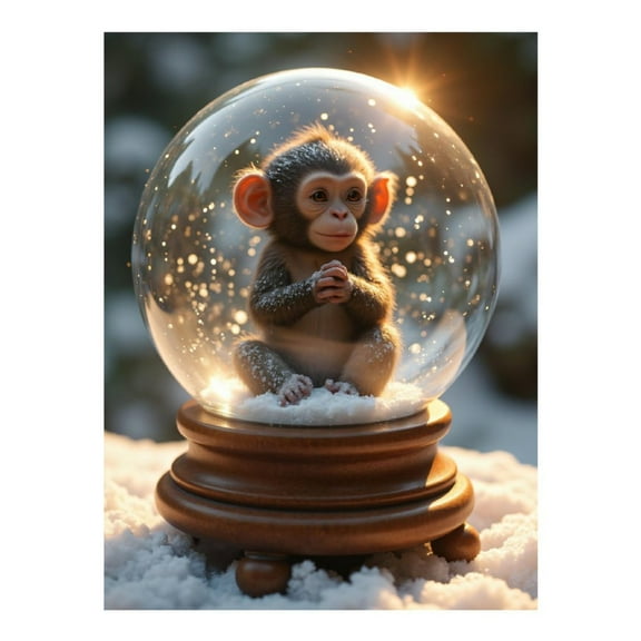 Diamond Art Kit for Adults, Snow Globe Monkey Charm Diamond Painting for Adults Beginners, DIY Diamond Art Painting Kits, 5D Diamond Painting Crafts for Home Decor 12x16 Frameless