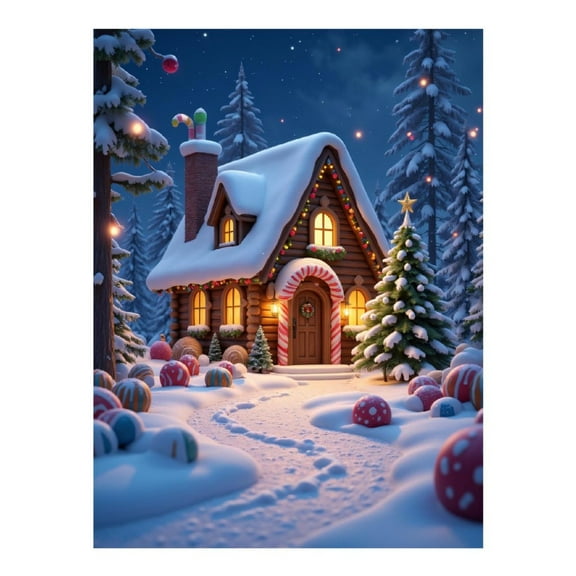 Diamond Art Kit for Adults, Snowy Festive Gingerbread Cottage Diamond Painting for Adults Beginners, DIY Diamond Art Painting Kits, 5D Diamond Painting Crafts for Home Decor 12x16 Frameless