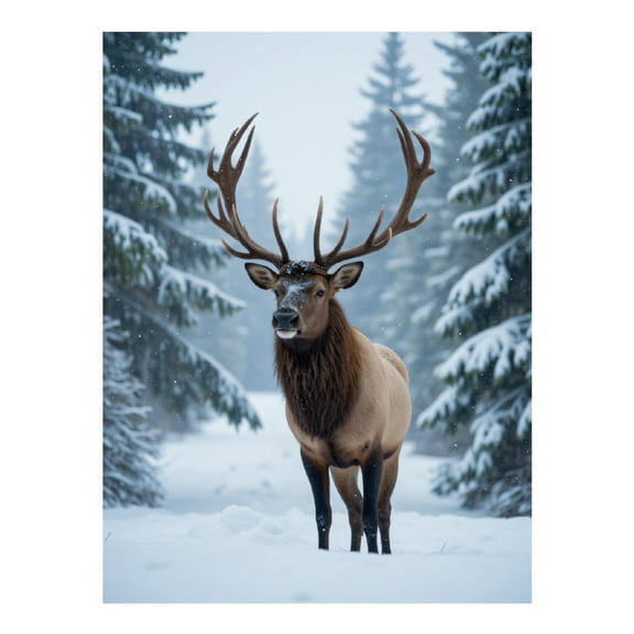 Diamond Art Kit for Adults, Snowy Forest Majestic Elk Winter Diamond Painting for Adults Beginners, 5D DIY Diamond Art Painting Kits, Colorful Diamond Painting Craft for Home Decor 12x16
