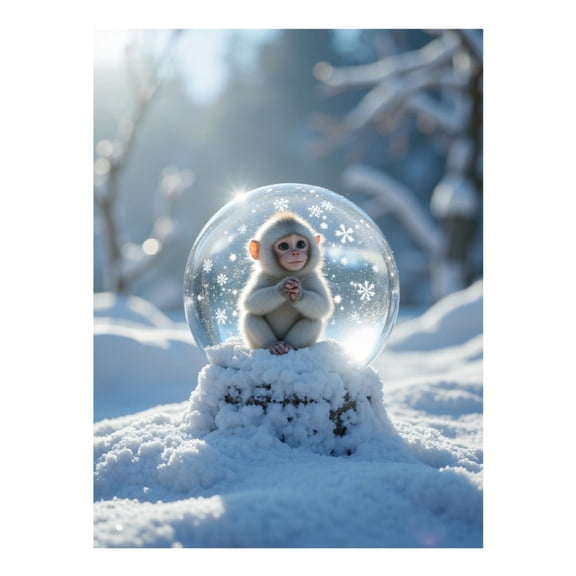 Diamond Art Kit for Adults, Snowy Monkey In Glass Sphere Diamond Painting for Adults Beginners, 5D DIY Diamond Art Painting Kits, Colorful Diamond Painting Craft for Home Decor 12x16