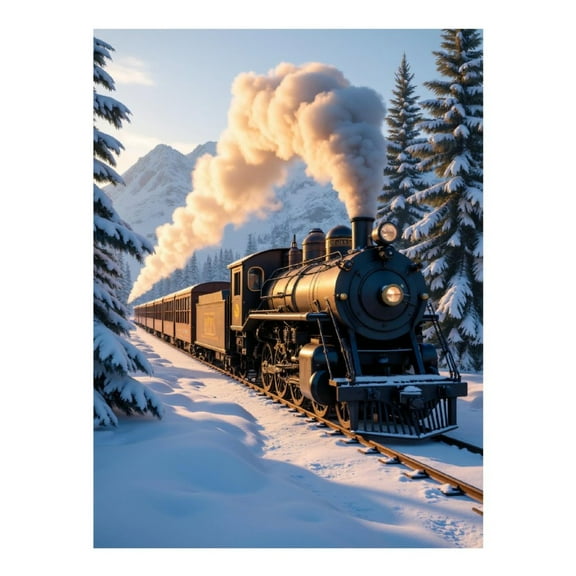 Diamond Art Kit for Adults, Snowy Train Winter Journey Diamond Painting for Adults Beginners, DIY Diamond Art Painting Kits, 5D Diamond Painting Crafts for Home Decor 12x16 Frameless