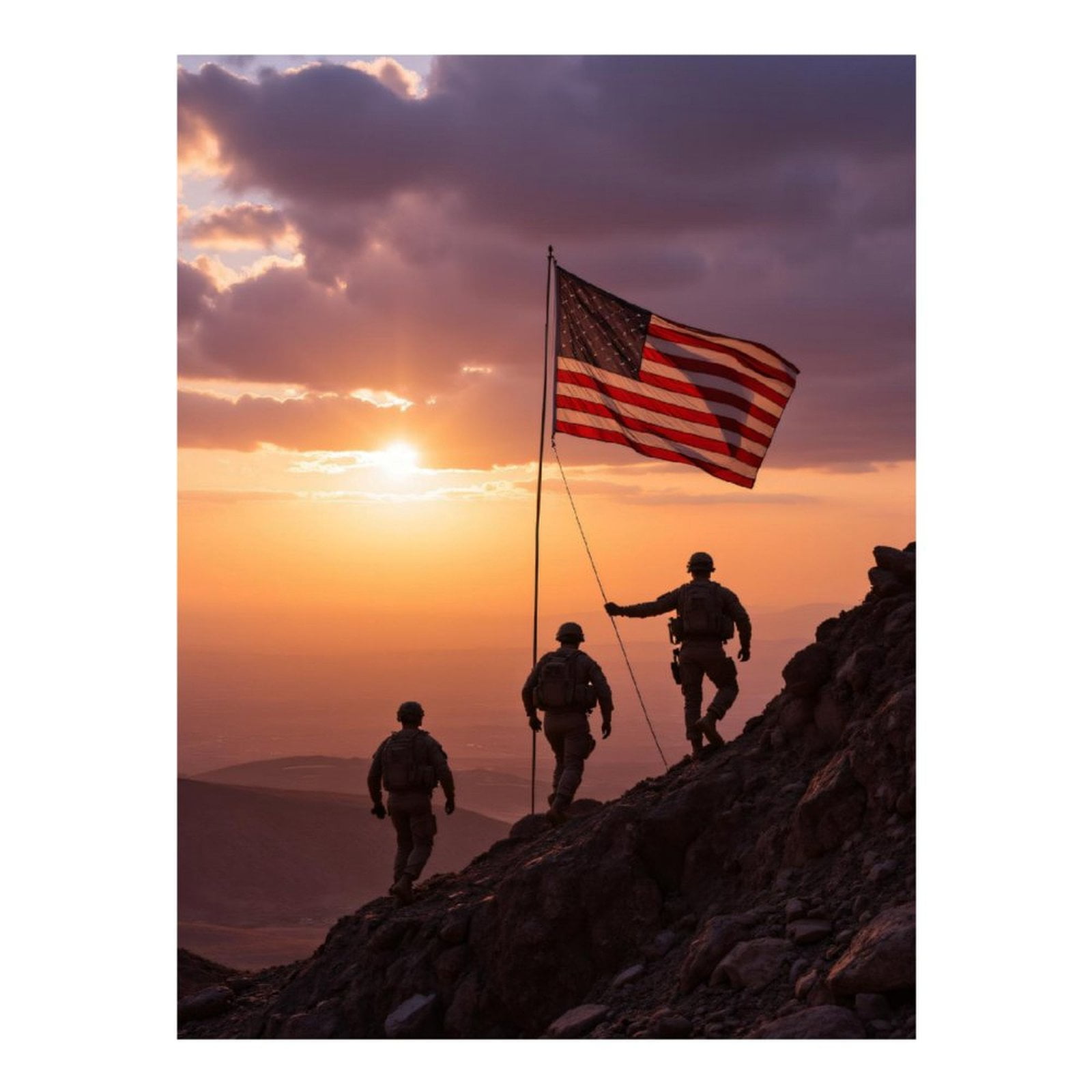 Diamond Art Kit for Adults, Soldiers Sunset Flag Silhouette Rock Diamond Painting for Adults Beginners, DIY Diamond Art Painting Kits, 5D Diamond Painting Crafts for Home Decor 12x16 Frameless