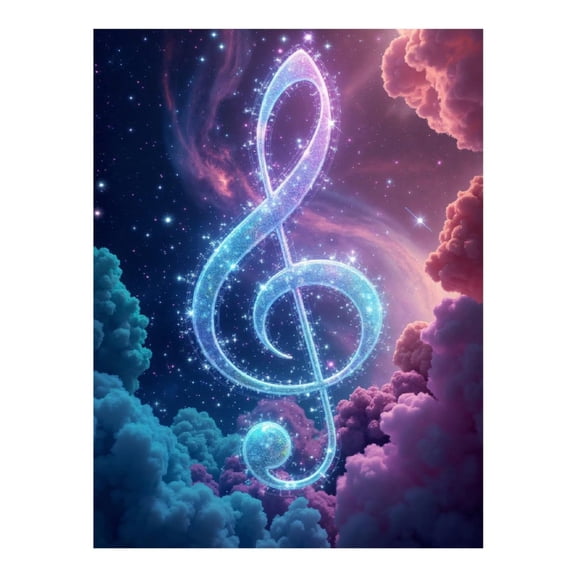 Diamond Art Kit for Adults, Sparkling Treble Clef Cosmic Clouds Diamond Painting for Adults Beginners, DIY Diamond Art Painting Kits, 5D Diamond Painting Crafts for Home Decor 12x16 Frameless