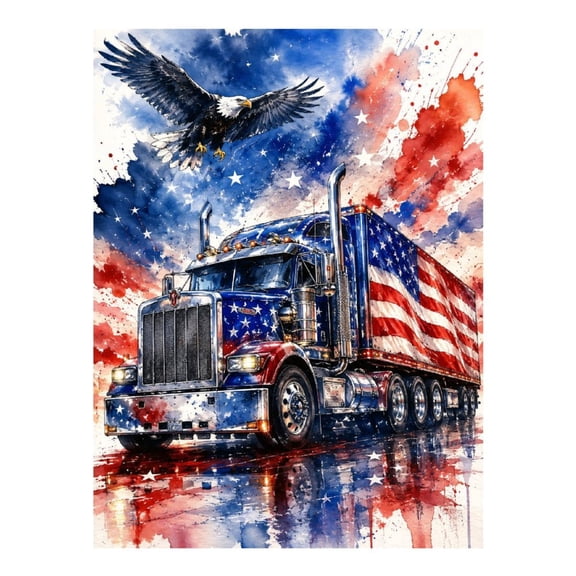 Diamond Art Kit for Adults, Splash Eagle Truck Diamond Painting for Adults Beginners, 5D DIY Diamond Art Painting Kits, Colorful Diamond Painting Craft for Home Decor 12x16