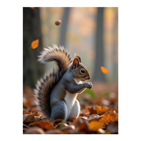 Diamond Art Kit for Adults, Squirrel Autumn Leaves Forest Scene Diamond Painting for Adults Beginners, DIY Diamond Art Painting Kits, 5D Diamond Painting Crafts for Home Decor 12x16 Frameless