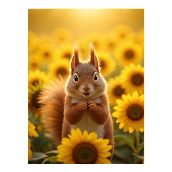 Diamond Art Kit for Adults, Squirrel Sunflowers Golden Light Diamond Painting for Adults Beginners, 5D DIY Diamond Art Painting Kits, Colorful Diamond Painting Craft for Home Decor 12x16