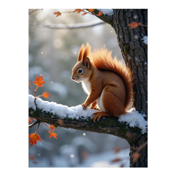 Diamond Art Kit for Adults, Squirrel Winter Branch Scene Diamond Painting for Adults Beginners, DIY Diamond Art Painting Kits, 5D Diamond Painting Crafts for Home Decor 12x16 Frameless