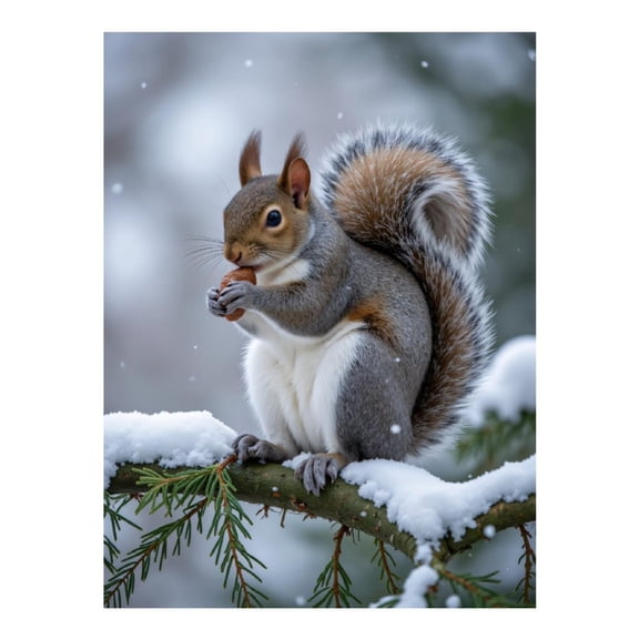 Diamond Art Kit for Adults, Squirrel Winter Snowy Branch Acorn Diamond Painting for Adults Beginners, DIY Diamond Art Painting Kits, 5D Diamond Painting Crafts for Home Decor 12x16 Frameless