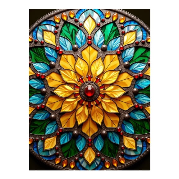 Diamond Art Kit for Adults, Stained Glass Mandala Art Diamond Painting for Adults Beginners, 5D DIY Diamond Art Painting Kits, Colorful Diamond Painting Craft for Home Decor 12x16