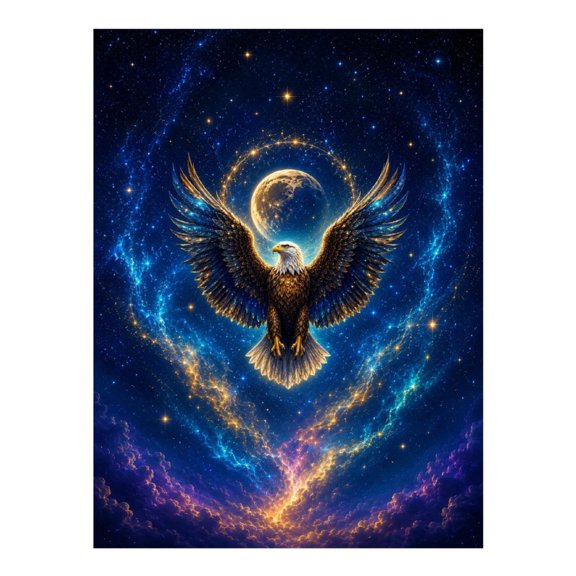 Diamond Art Kit for Adults, Starry Moon Eagle Diamond Painting for Adults Beginners, 5D DIY Diamond Art Painting Kits, Colorful Diamond Painting Craft for Home Decor 12x16
