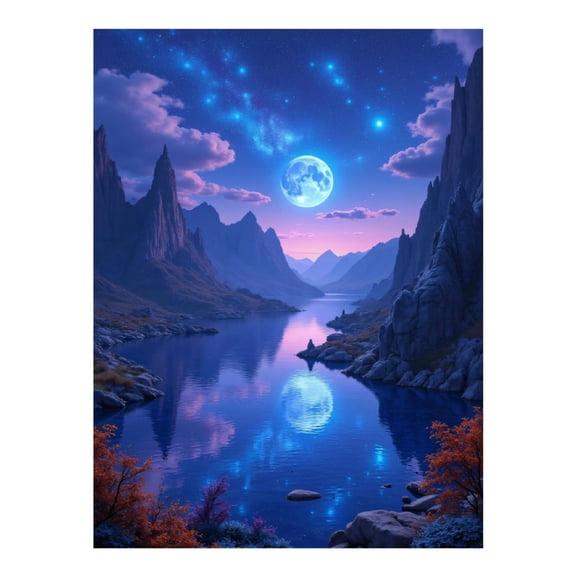 Diamond Art Kit for Adults, Starry Mountain Lake Night Sky Diamond Painting for Adults Beginners, DIY Diamond Art Painting Kits, 5D Diamond Painting Crafts for Home Decor 12x16 Frameless