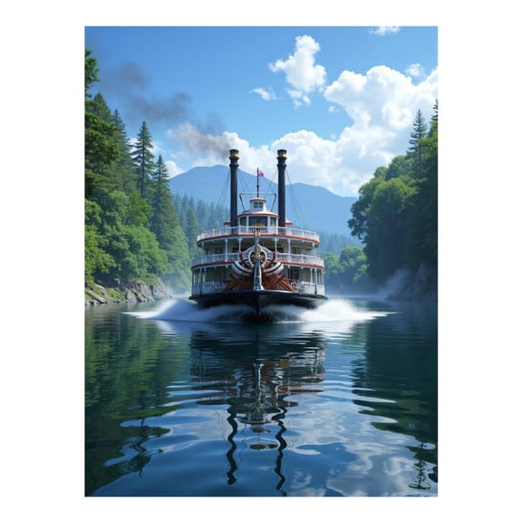 Diamond Art Kit for Adults, Steamboat River Scenic View Diamond Painting for Adults Beginners, DIY Diamond Art Painting Kits, 5D Diamond Painting Crafts for Home Decor 12x16 Frameless