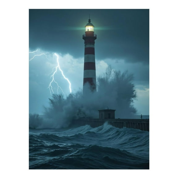 Diamond Art Kit for Adults, Stormy Lighthouse Sea Waves Lightning Diamond Painting for Adults Beginners, 5D DIY Diamond Art Painting Kits, Colorful Diamond Painting Craft for Home Decor 12x16