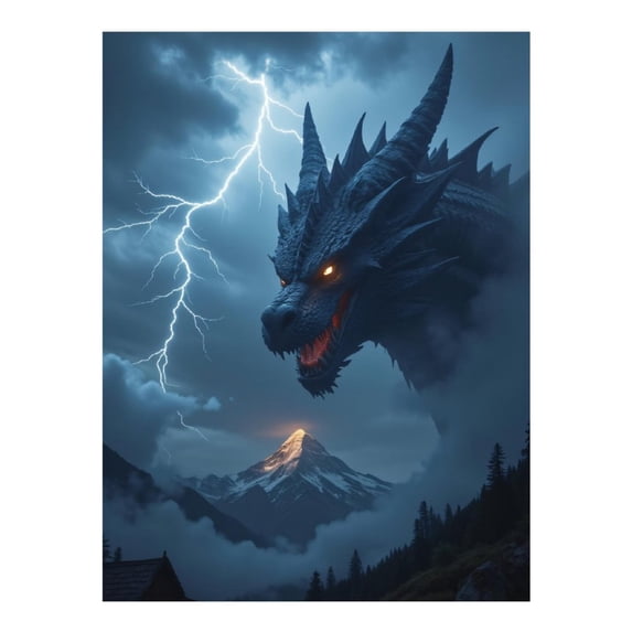 Diamond Art Kit for Adults, Stormy Mountain Beast Lightning Scene Diamond Painting for Adults Beginners, 5D DIY Diamond Art Painting Kits, Colorful Diamond Painting Craft for Home Decor 12x16