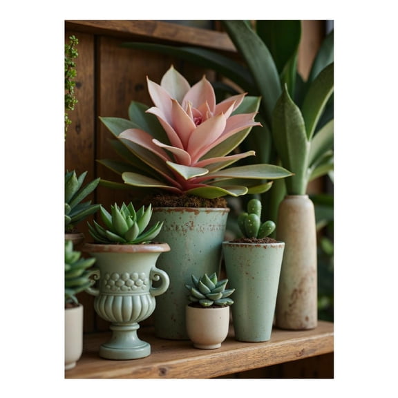 Diamond Art Kit for Adults, Succulents In Green Ceramic Pots Diamond Painting for Adults Beginners, 5D DIY Diamond Art Painting Kits, Colorful Diamond Painting Craft for Home Decor 12x16
