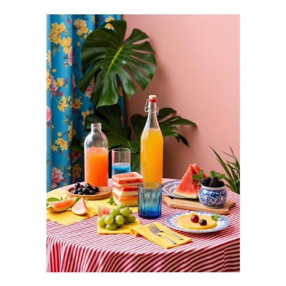 Diamond Art Kit for Adults, Summer Fruit Feast Table Vibrant Decor Diamond Painting for Adults Beginners, DIY Diamond Art Painting Kits, 5D Diamond Painting Crafts for Home Decor 12x16 Frameless