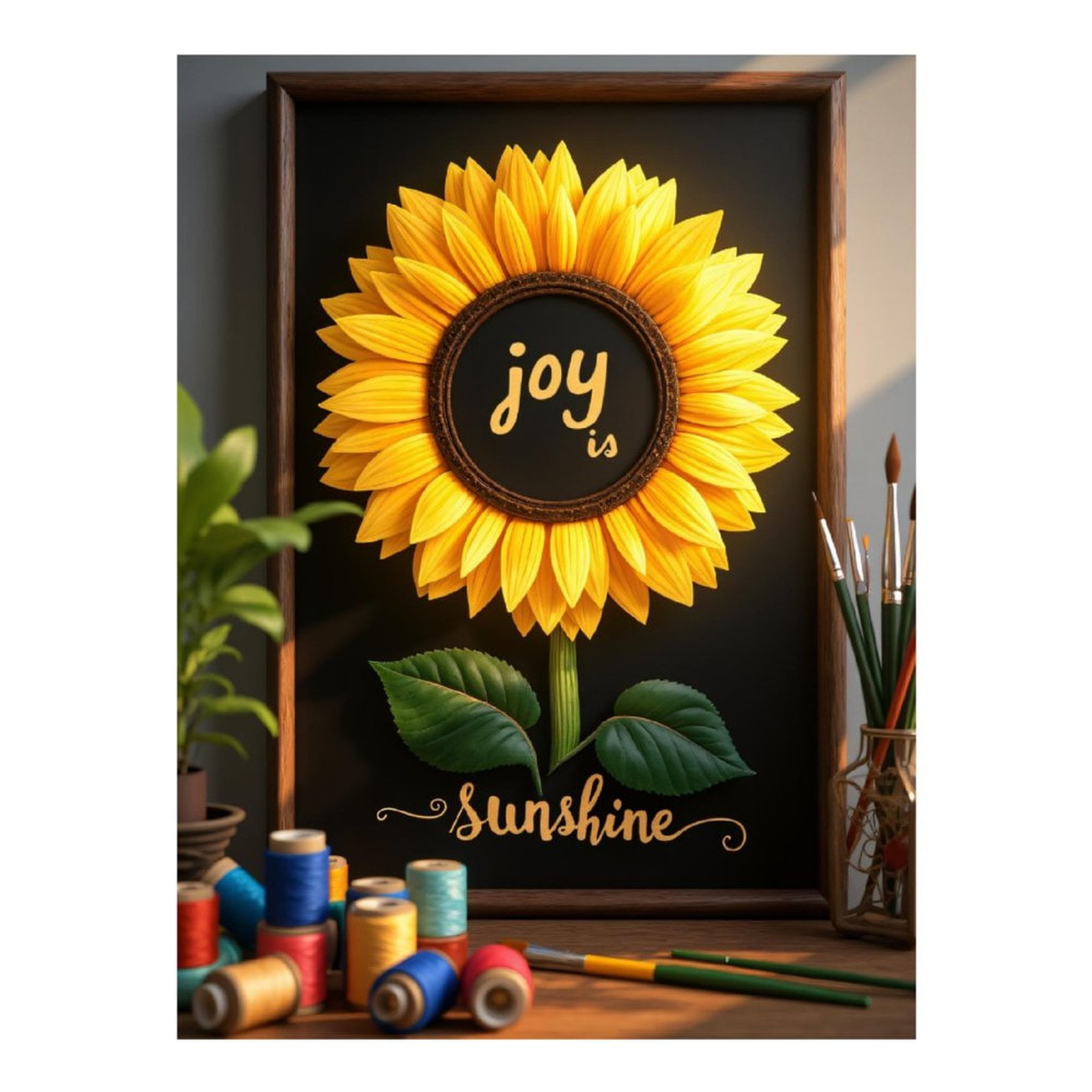 Diamond Art Kit for Adults, Sunflower Art Joy Sunshine Frame Diamond Painting for Adults Beginners, DIY Diamond Art Painting Kits, 5D Diamond Painting Crafts for Home Decor 12x16 Frameless