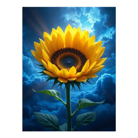 Diamond Art Kit for Adults, Sunflower Against Cloudy Sky Diamond Painting for Adults Beginners, DIY Diamond Art Painting Kits, 5D Diamond Painting Crafts for Home Decor 12x16 Frameless