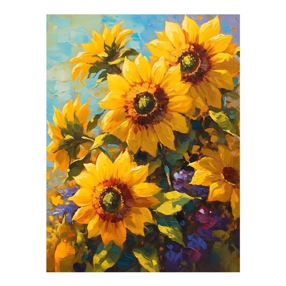 Diamond Art Kit for Adults, Sunflowers Colorful Oil Painting Art Diamond Painting for Adults Beginners, 5D DIY Diamond Art Painting Kits, Colorful Diamond Painting Craft for Home Decor 12x16