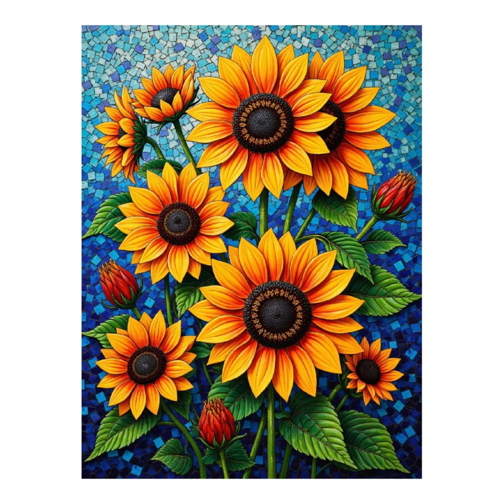 Diamond Art Kit for Adults, Sunflowers Vibrant Mosaic Artwork Diamond Painting for Adults Beginners, 5D DIY Diamond Art Painting Kits, Colorful Diamond Painting Craft for Home Decor 12x16