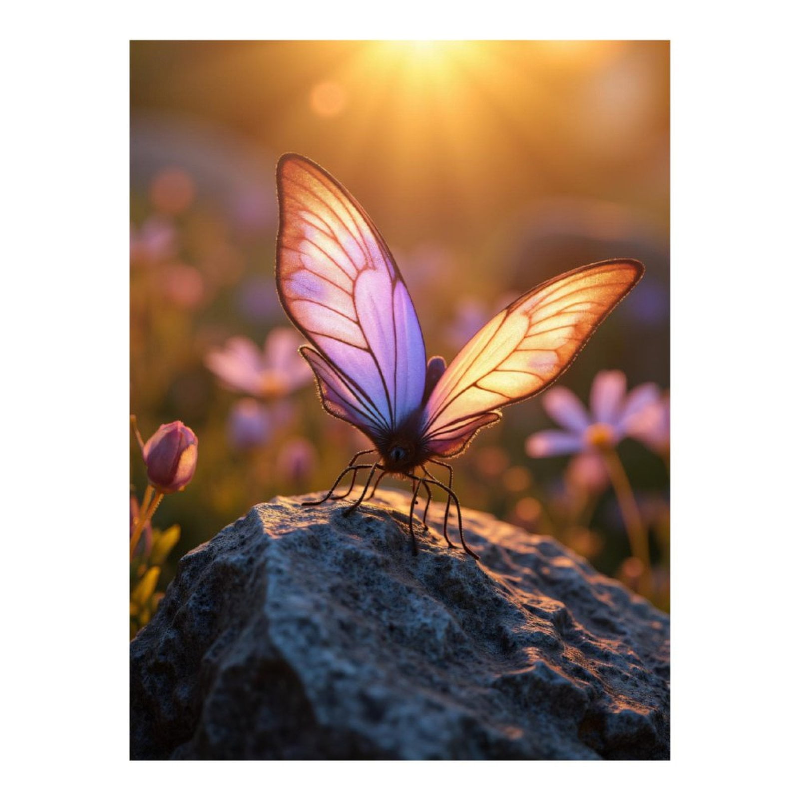 Diamond Art Kit for Adults, Sunlit Butterfly On Rock Diamond Painting for Adults Beginners, 5D DIY Diamond Art Painting Kits, Colorful Diamond Painting Craft for Home Decor 12x16