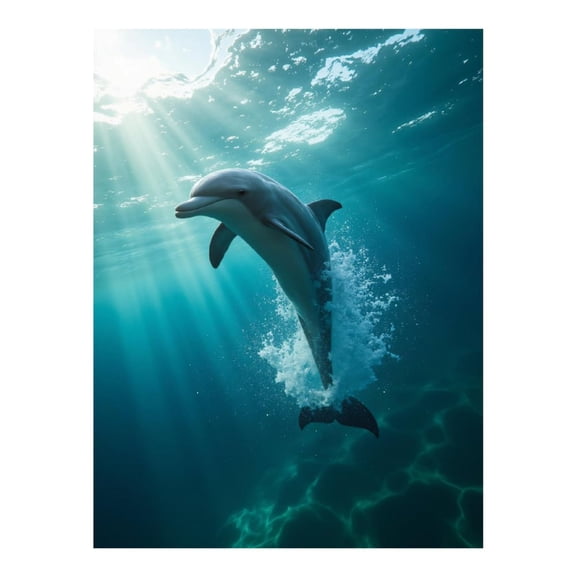 Diamond Art Kit for Adults, Sunlit Dolphin Ocean Splash Diamond Painting for Adults Beginners, 5D DIY Diamond Art Painting Kits, Colorful Diamond Painting Craft for Home Decor 12x16