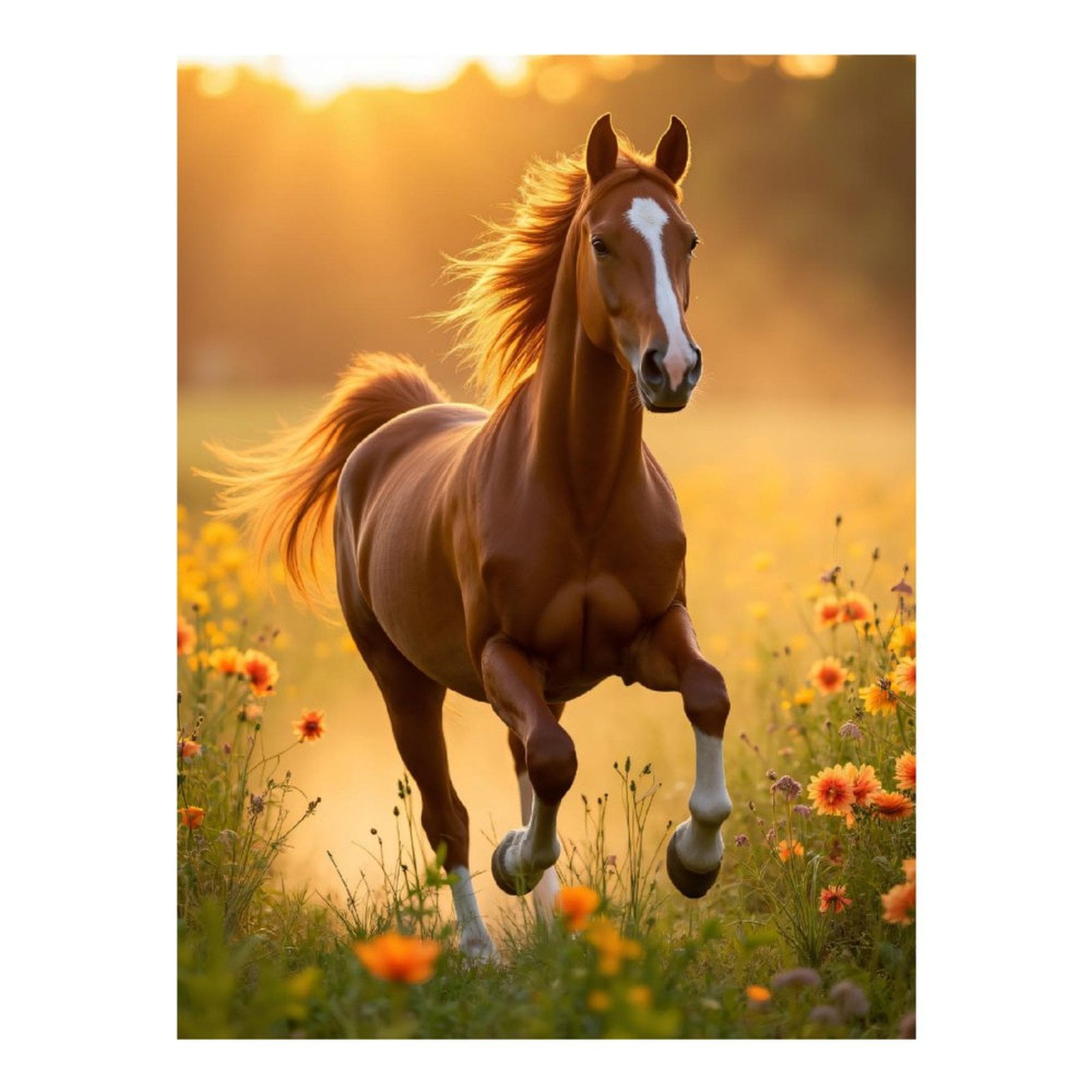Diamond Art Kit for Adults, Sunlit Horse Running Meadows Diamond Painting for Adults Beginners, DIY Diamond Art Painting Kits, 5D Diamond Painting Crafts for Home Decor 12x16 Frameless