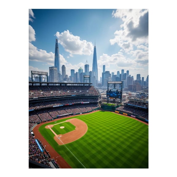 Diamond Art Kit for Adults, Sunny Baseball Stadium Cityscape Diamond Painting for Adults Beginners, 5D DIY Diamond Art Painting Kits, Colorful Diamond Painting Craft for Home Decor 12x16