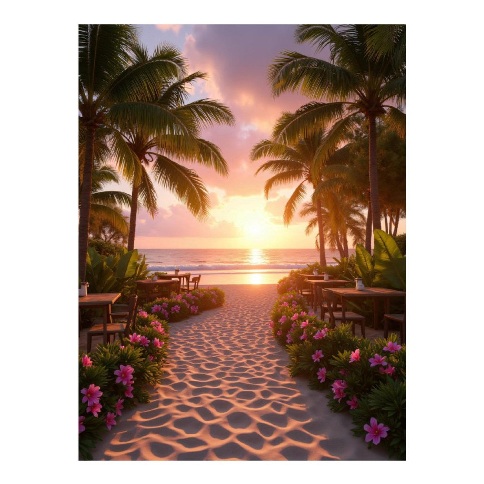 Diamond Art Kit for Adults, Sunset Beach Path Palm Trees Diamond Painting for Adults Beginners, DIY Diamond Art Painting Kits, 5D Diamond Painting Crafts for Home Decor 12x16 Frameless