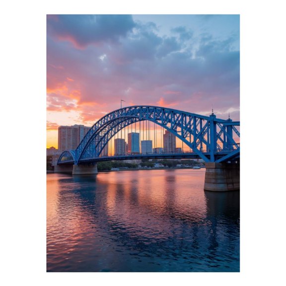 Diamond Art Kit for Adults, Sunset Bridge Over Calm River Diamond Painting for Adults Beginners, 5D DIY Diamond Art Painting Kits, Colorful Diamond Painting Craft for Home Decor 12x16