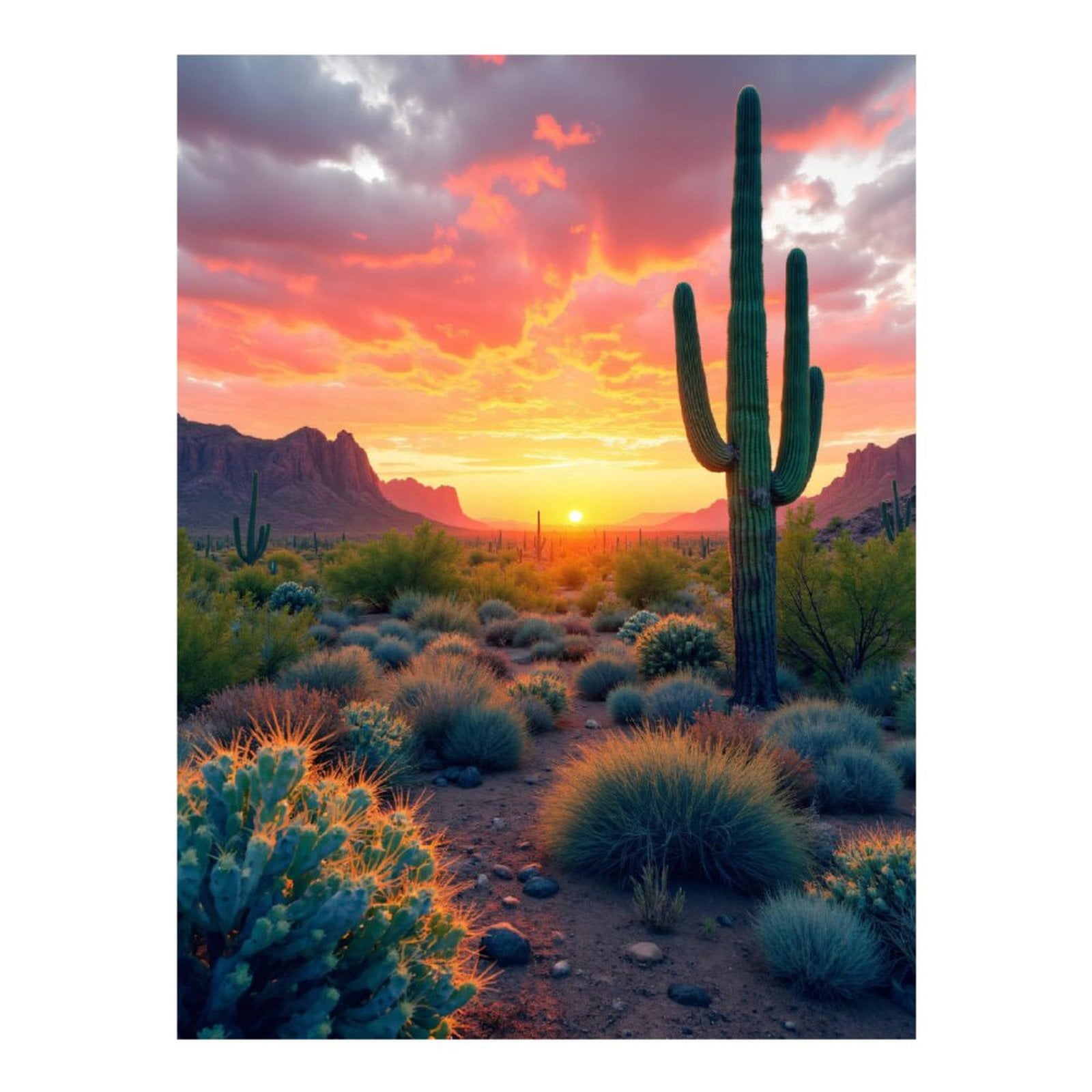 Diamond Art Kit for Adults, Sunset Over Desert Landscape Diamond Painting for Adults Beginners, 5D DIY Diamond Art Painting Kits, Colorful Diamond Painting Craft for Home Decor 12x16