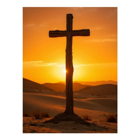 Diamond Art Kit for Adults, Sunset Desert Wooden Cross Diamond Painting for Adults Beginners, DIY Diamond Art Painting Kits, 5D Diamond Painting Crafts for Home Decor 12x16 Frameless