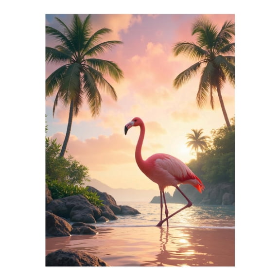 Diamond Art Kit for Adults, Sunset Flamingo Tropical Paradise Diamond Painting for Adults Beginners, 5D DIY Diamond Art Painting Kits, Colorful Diamond Painting Craft for Home Decor 12x16
