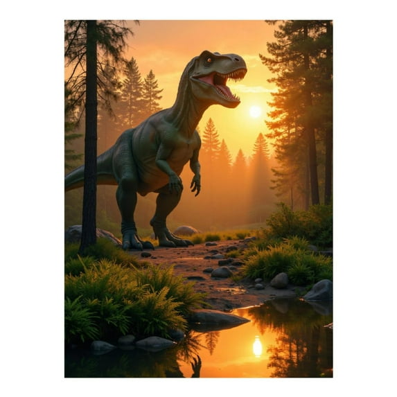 Diamond Art Kit for Adults, Sunset Forest Dinosaur Scene Diamond Painting for Adults Beginners, 5D DIY Diamond Art Painting Kits, Colorful Diamond Painting Craft for Home Decor 12x16
