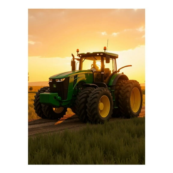 Diamond Art Kit for Adults, Sunset Green Tractor Fields Diamond Painting for Adults Beginners, DIY Diamond Art Painting Kits, 5D Diamond Painting Crafts for Home Decor 12x16 Frameless