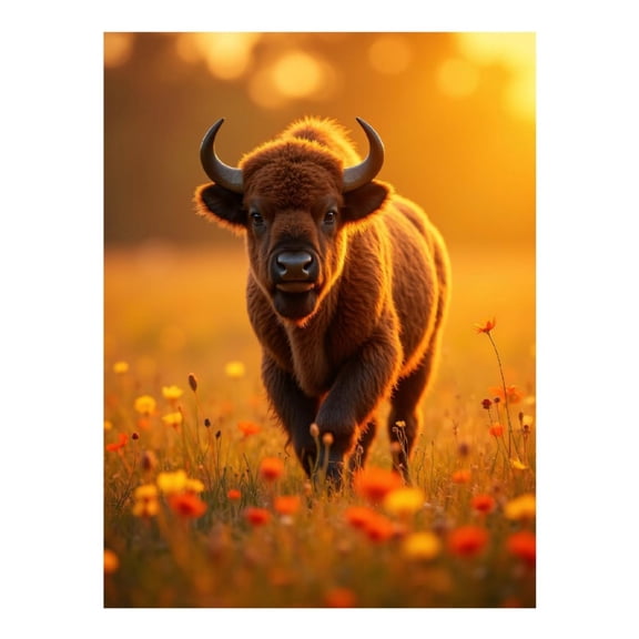 Diamond Art Kit for Adults, Sunset Meadow Bison Stroll Diamond Painting for Adults Beginners, 5D DIY Diamond Art Painting Kits, Colorful Diamond Painting Craft for Home Decor 12x16