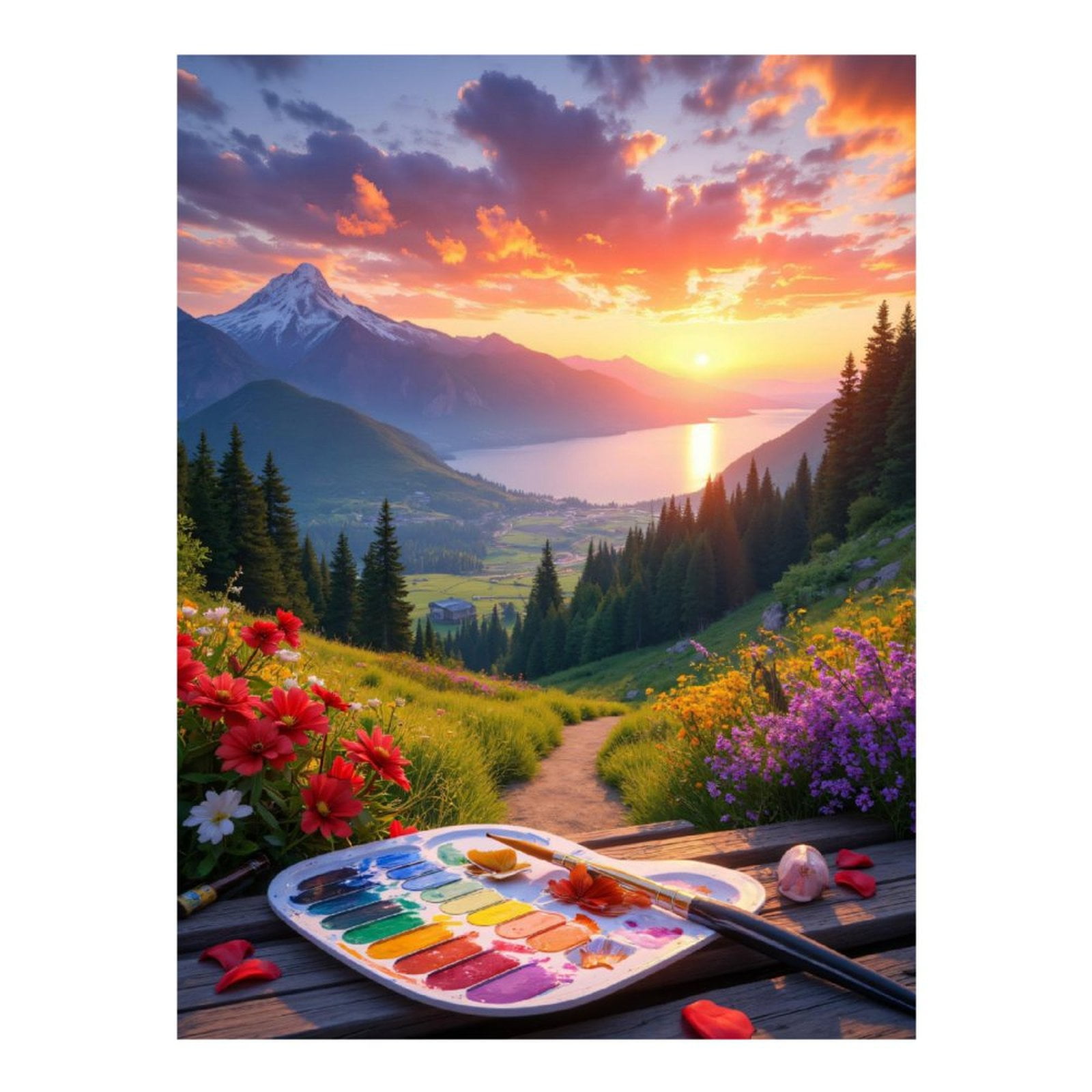 Full Square Diamond Painting Kit For Adults - 16x16in Landscape With Mountains & River, 5D DIY Diamond Art Craft - View #7