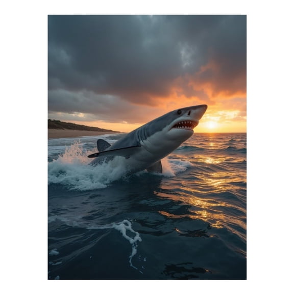 Diamond Art Kit for Adults, Sunset Ocean Shark Leap Diamond Painting for Adults Beginners, 5D DIY Diamond Art Painting Kits, Colorful Diamond Painting Craft for Home Decor 12x16