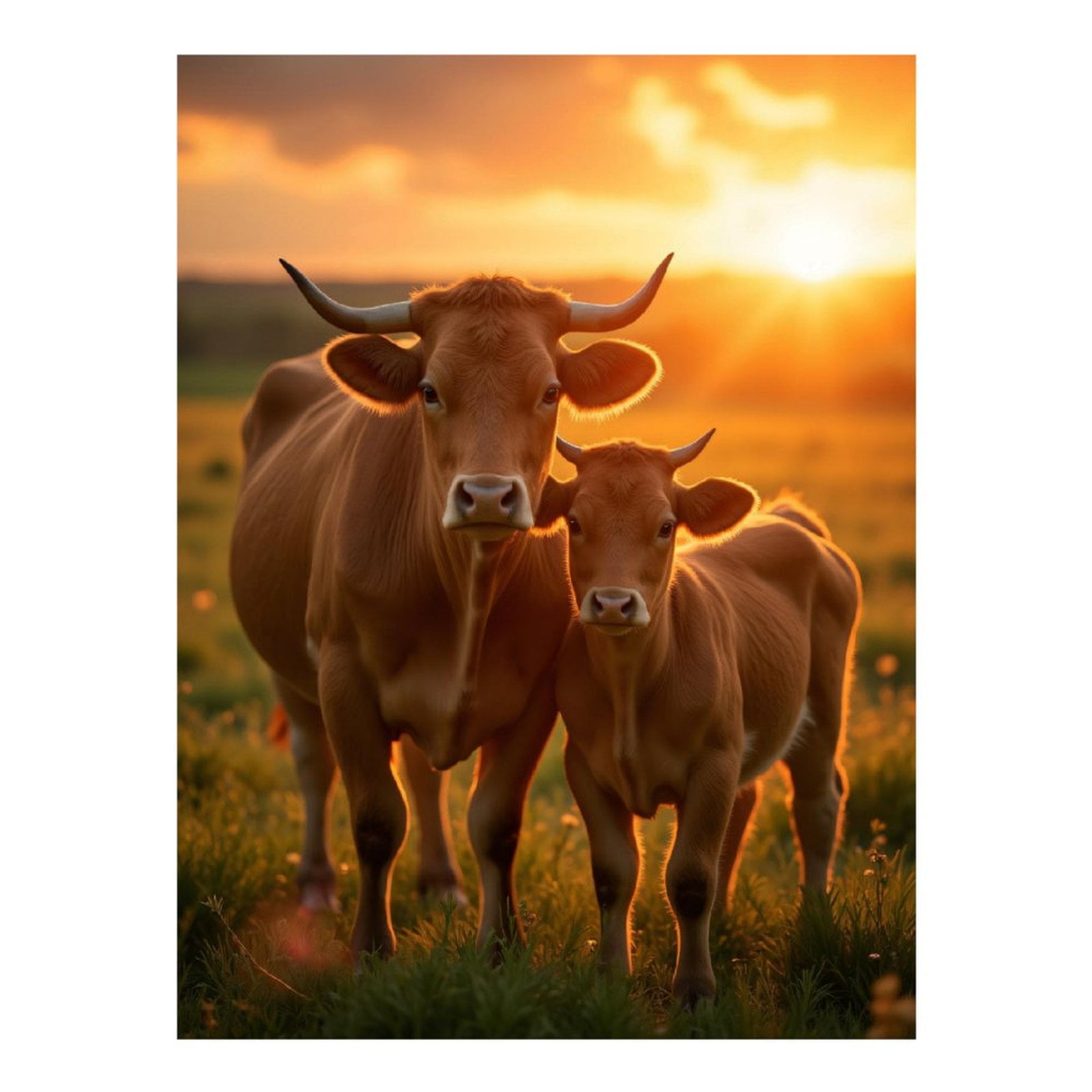Diamond Art Kit for Adults, Sunset Pasture Cows Family Diamond Painting for Adults Beginners, DIY Diamond Art Painting Kits, 5D Diamond Painting Crafts for Home Decor 12x16 Frameless