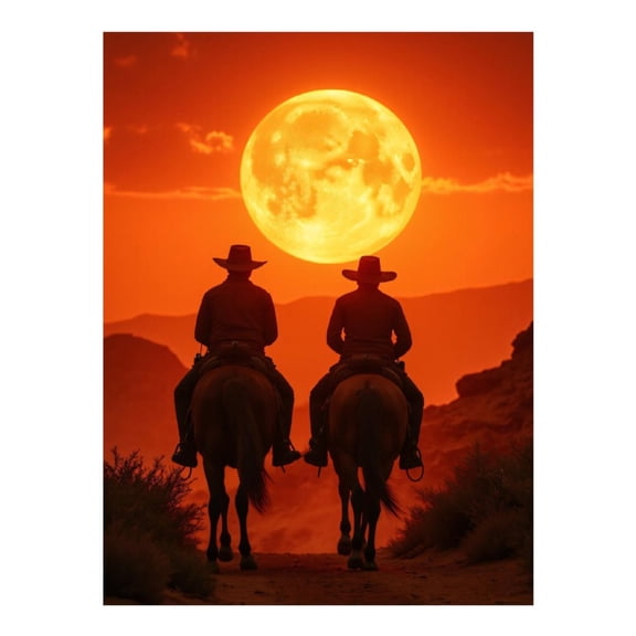 Diamond Art Kit for Adults, Sunset Riders Desert Silhouette Scene Diamond Painting for Adults Beginners, 5D DIY Diamond Art Painting Kits, Colorful Diamond Painting Craft for Home Decor 12x16