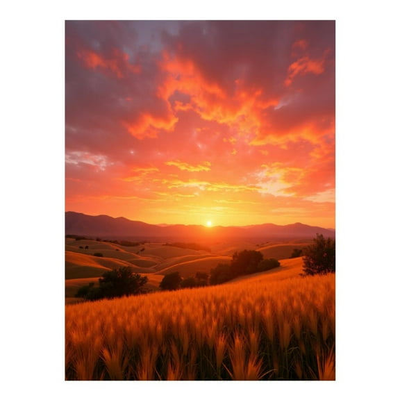 Diamond Art Kit for Adults, Sunset Over Rolling Fields Diamond Painting for Adults Beginners, DIY Diamond Art Painting Kits, 5D Diamond Painting Crafts for Home Decor 12x16 Frameless