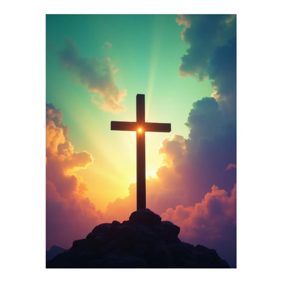 Diamond Art Kit for Adults, Sunset Silhouette Over Mountain Cross Diamond Painting for Adults Beginners, DIY Diamond Art Painting Kits, 5D Diamond Painting Crafts for Home Decor 12x16 Frameless