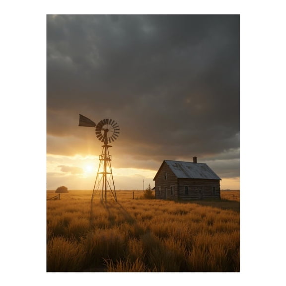 Diamond Art Kit for Adults, Sunset Windmill Farmhouse Landscape Diamond Painting for Adults Beginners, 5D DIY Diamond Art Painting Kits, Colorful Diamond Painting Craft for Home Decor 12x16