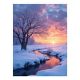 thumbnail image 1 of Diamond Art Kit for Adults, Sunset Winter Stream Scene Diamond Painting for Adults Beginners, DIY Diamond Art Painting Kits, 5D Diamond Painting Crafts for Home Decor 12x16 Frameless, 1 of 7