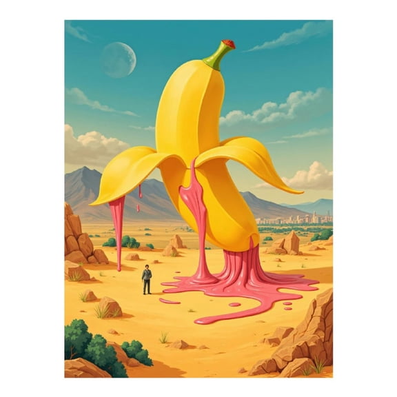Diamond Art Kit for Adults, Surreal Banana Desert Sculpture Diamond Painting for Adults Beginners, DIY Diamond Art Painting Kits, 5D Diamond Painting Crafts for Home Decor 12x16 Frameless