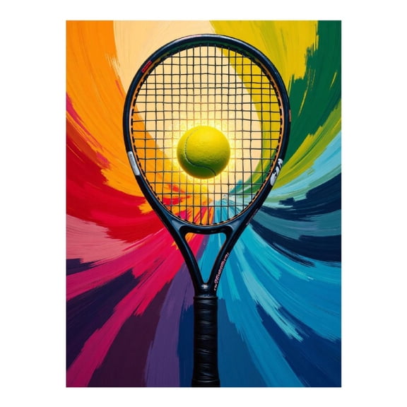 Diamond Art Kit for Adults, Tennis Racket Ball Color Burst Diamond Painting for Adults Beginners, 5D DIY Diamond Art Painting Kits, Colorful Diamond Painting Craft for Home Decor 12x16