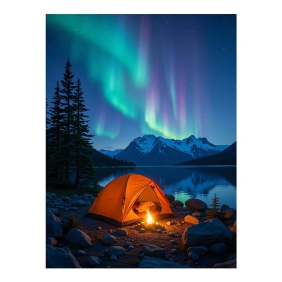 Diamond Art Kit for Adults, Tent Aurora Lake Night Camping Scene Diamond Painting for Adults Beginners, 5D DIY Diamond Art Painting Kits, Colorful Diamond Painting Craft for Home Decor 12x16