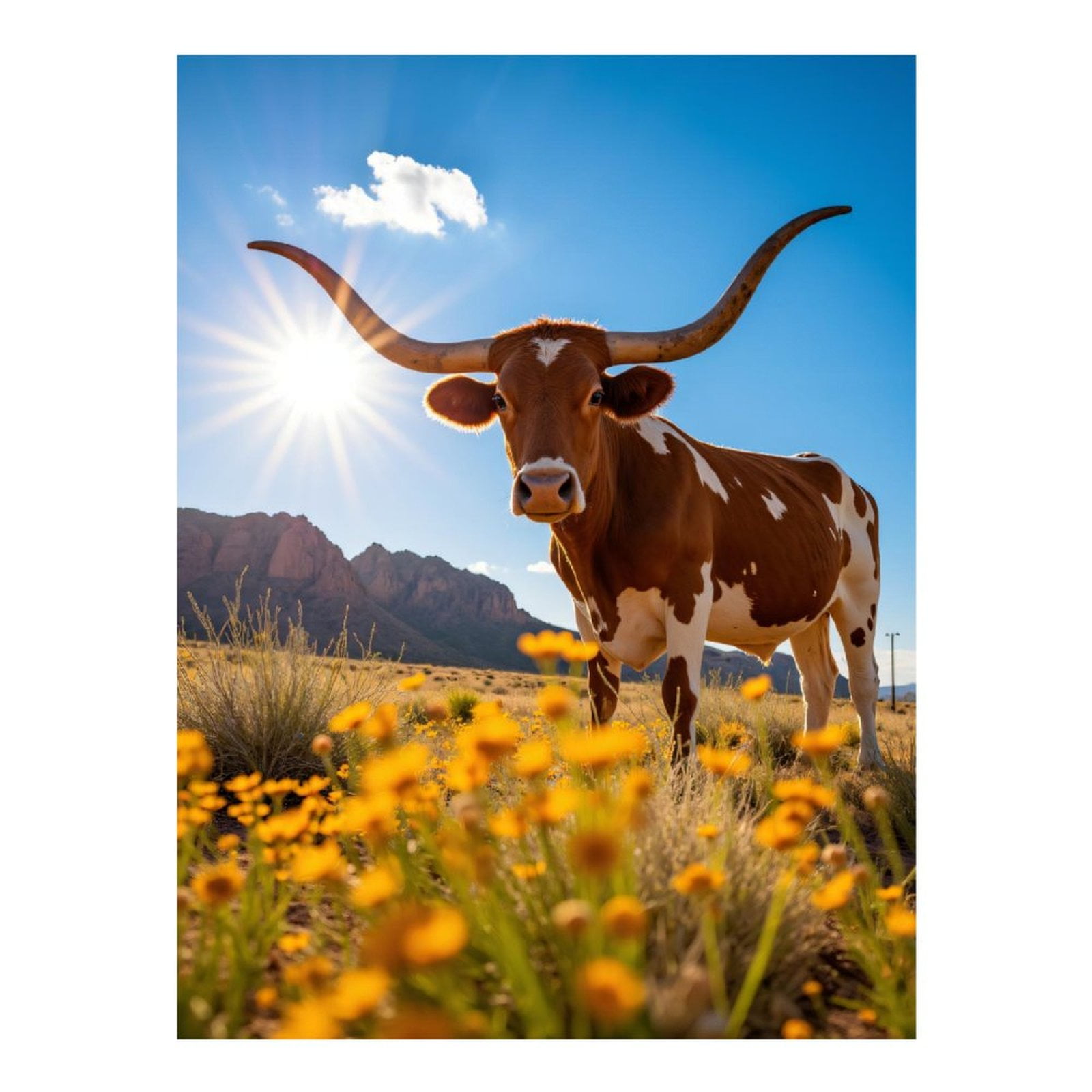 Diamond Art Kit for Adults, Texas Sunset Longhorn Field Blossoms Diamond Painting for Adults Beginners, DIY Diamond Art Painting Kits, 5D Diamond Painting Crafts for Home Decor 12x16 Frameless