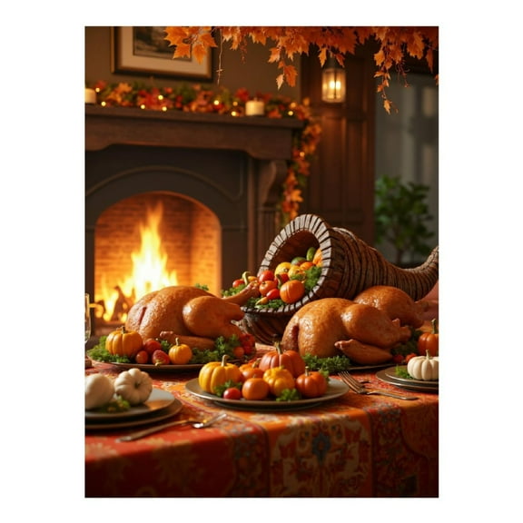 Diamond Art Kit for Adults, Thanksgiving Feast Table Decor Diamond Painting for Adults Beginners, 5D DIY Diamond Art Painting Kits, Colorful Diamond Painting Craft for Home Decor 12x16